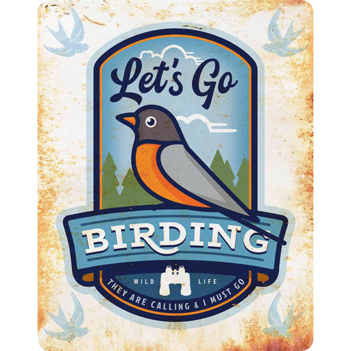 Sunshine Corner's customizable, bird wall decor and bird sign that says, "Let's go birding - they are calling and I must go - Wild Life".