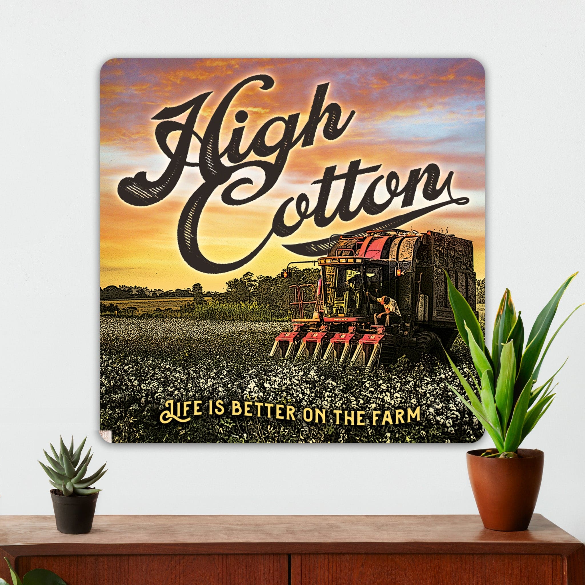 High Cotton - Farmhouse Wall Decor - Metal Sign