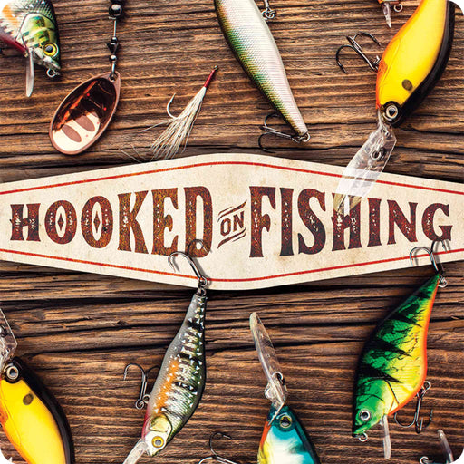 Sunshine Corner's customizable, fish camp decor that says, "Hooked on fishing".