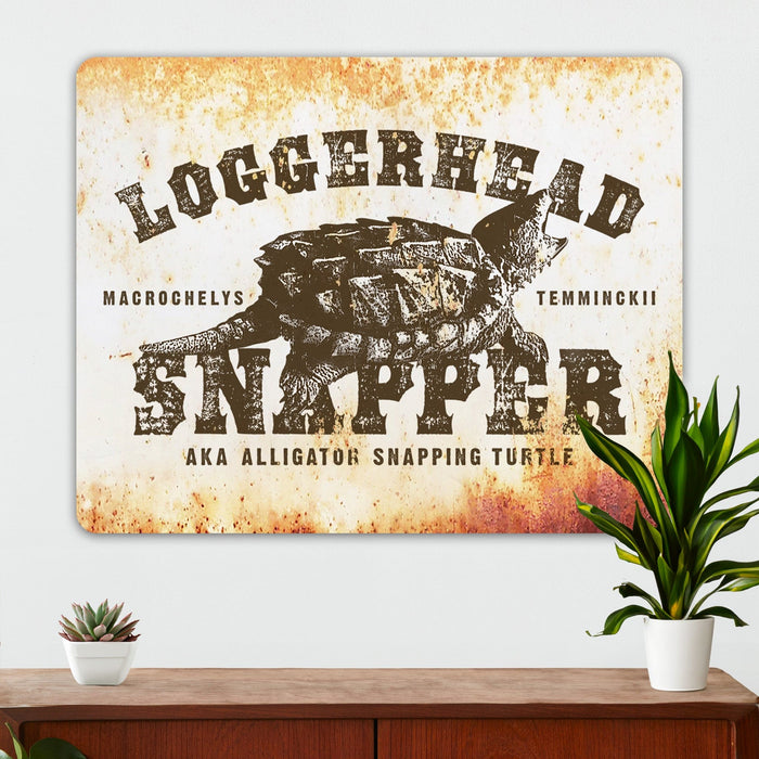 Wildlife Wall Decor - LOGGERHEAD SNAPPER - Metal Sign