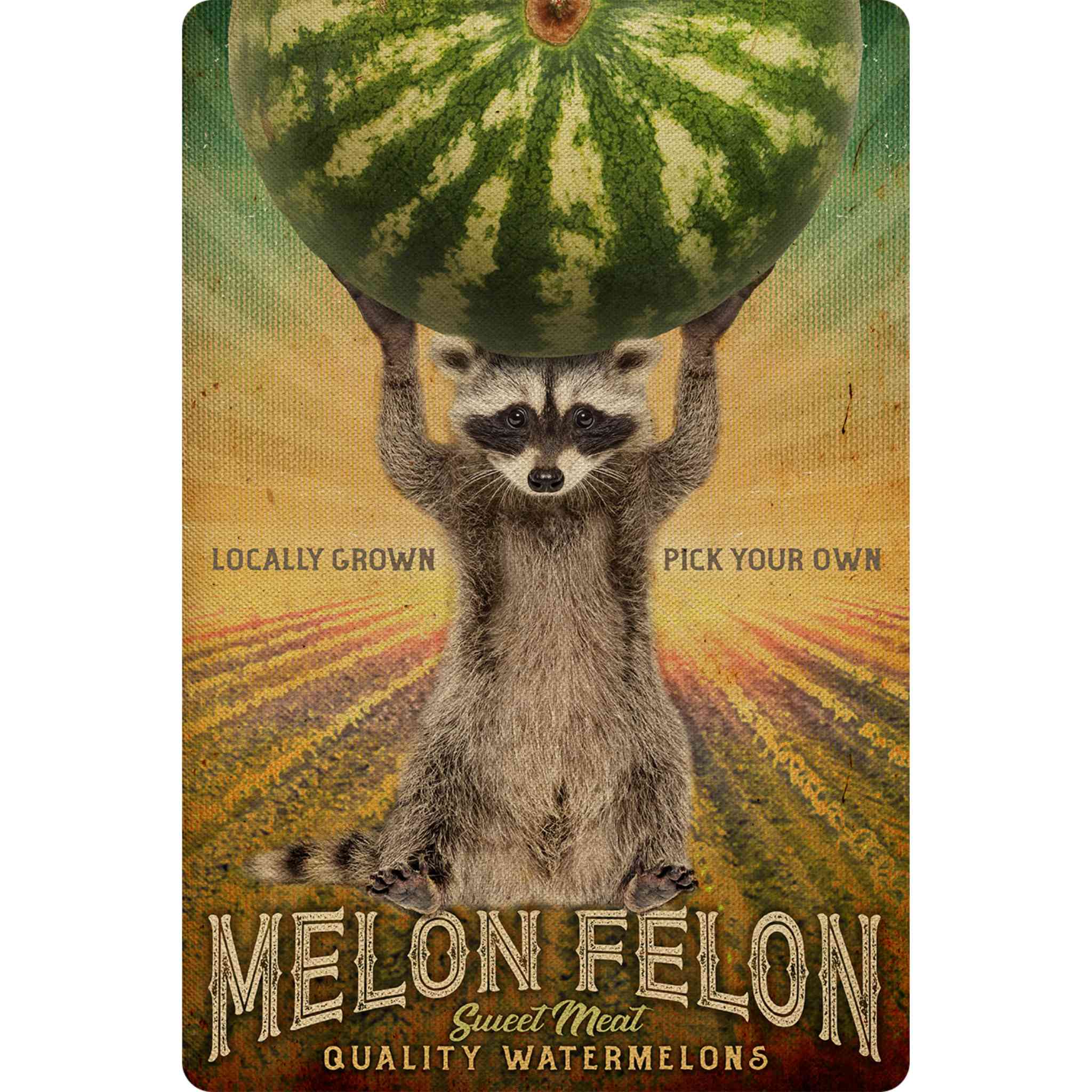 Sunshine Corner's, customizable farm kitchen sign and raccoon decor that says, 
