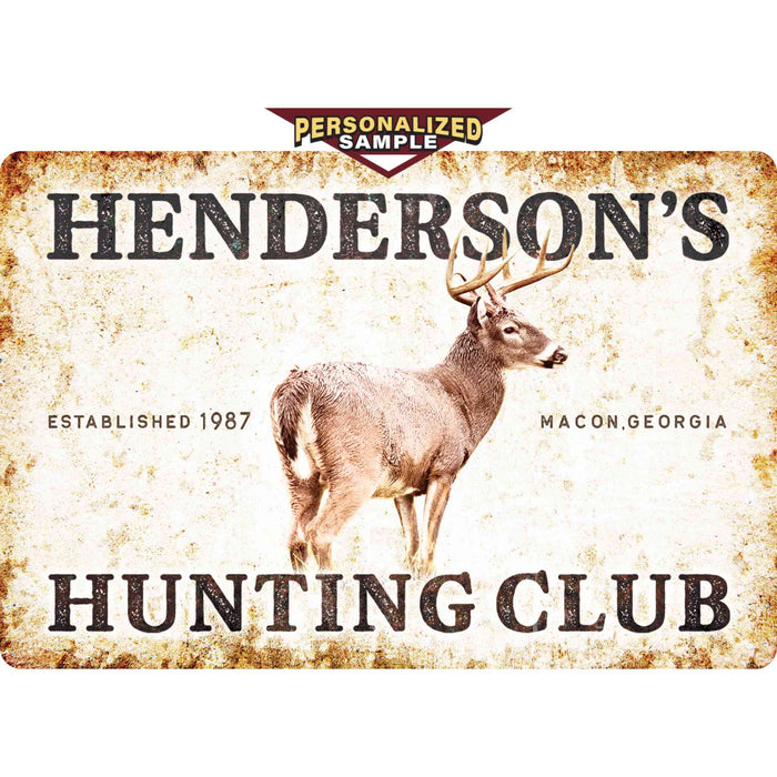 Hunting Wall Decor - Big Buck Hunting Club - Metal Sign