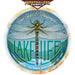 Personalized Example of Sunshine Corner's customizable, aluminum composite lake house sign that says, "Blue Skies and Dragonflies - Lake Life - Laura's Lakehouse - Lake Norman, North Carolina - Est. 2022".