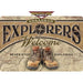 Personalized Example of Sunshine Corner's customizable, hiking sign and adventure decor that says, "Arkansas Explorers Welcome - Never Stop Exploring".