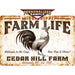 Personalized example of Sunshine Corner's customizable, farm animal decor that says, "Mississippi Farm life The Good Life - Welcome to the coop - now rise and shine - Cedar Hill Farm - hernando Mississippi - Est. 1996".