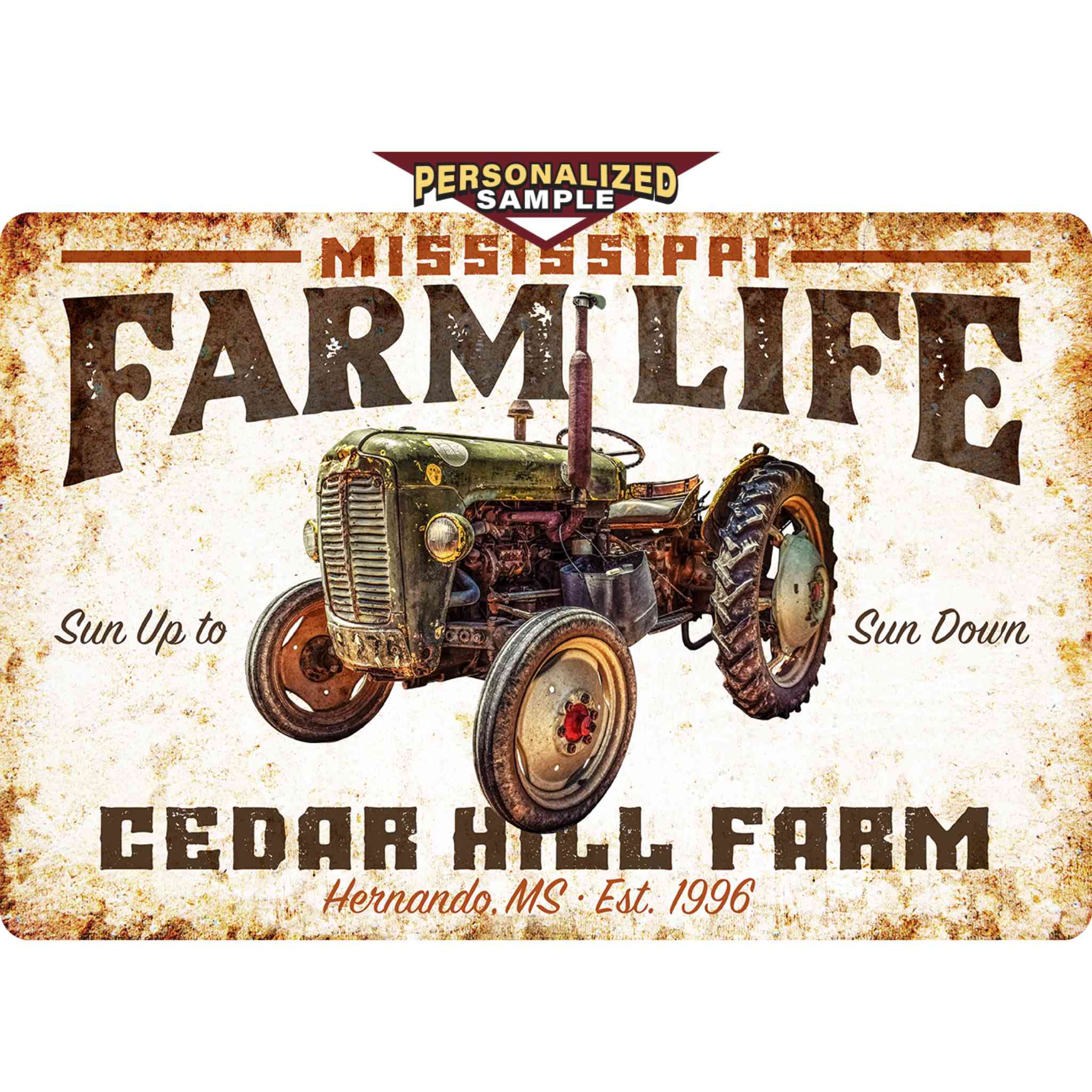Personalized example of Sunshine Corner's customizable, Tractor decor that says, 