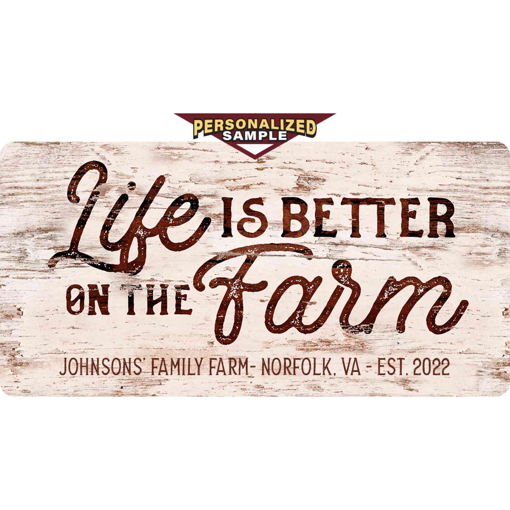 Personalized example of Sunshine Corner's customizable, farm wall decor and sign that says, 