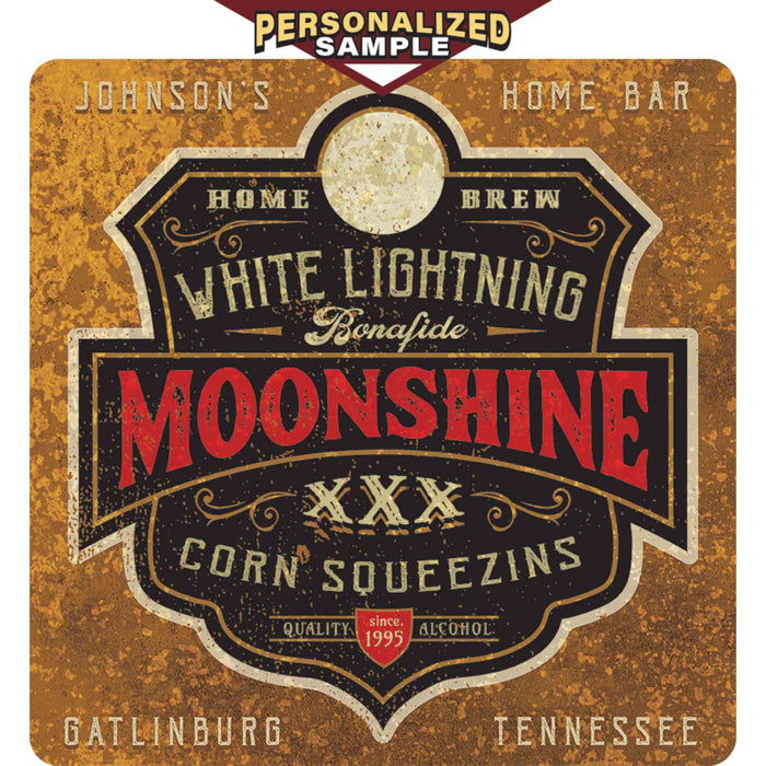 Man Cave Wall Decor - White Lightning Moonshine - Metal Sign