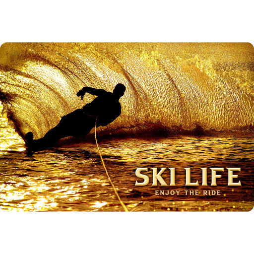 Sunshine Corner's, customizable lake wall decor that says, "Ski Life - Enjoy The Ride".