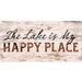 Sunshine Corner's, customizable lake house decor that says, "The Lake is My Happy Place".