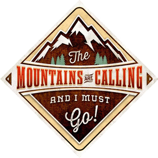 Sunshine Corner's, customizable adventure decor and mountain wall sign that says, "The Mountains are calling and i must go".
