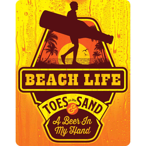 Sunshine Corner's, customizable beach house decor that says, "Beach Life - Toes in the Sand & A Beer In My Hand".