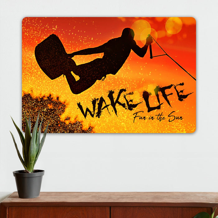 Lakehouse Wall Decor - Wake Life - Metal Sign