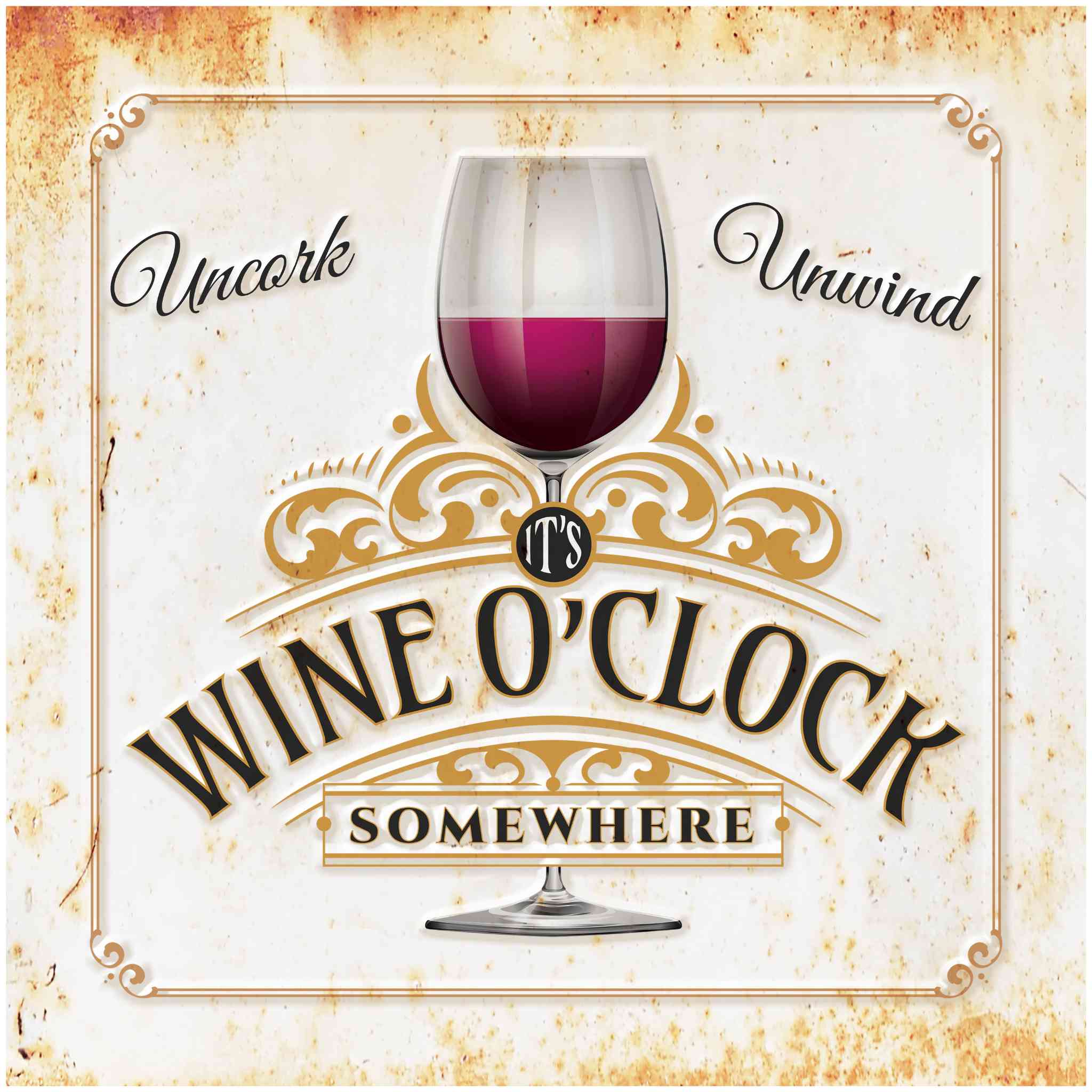 Wine Wall Decor - Wine O' Clock - Canvas Sign
