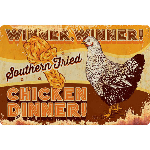 Sunshine Corner's, customizable fried chicken and farm kitchen sign that says, "Winner Winner Southern Fried Chicken Dinner".