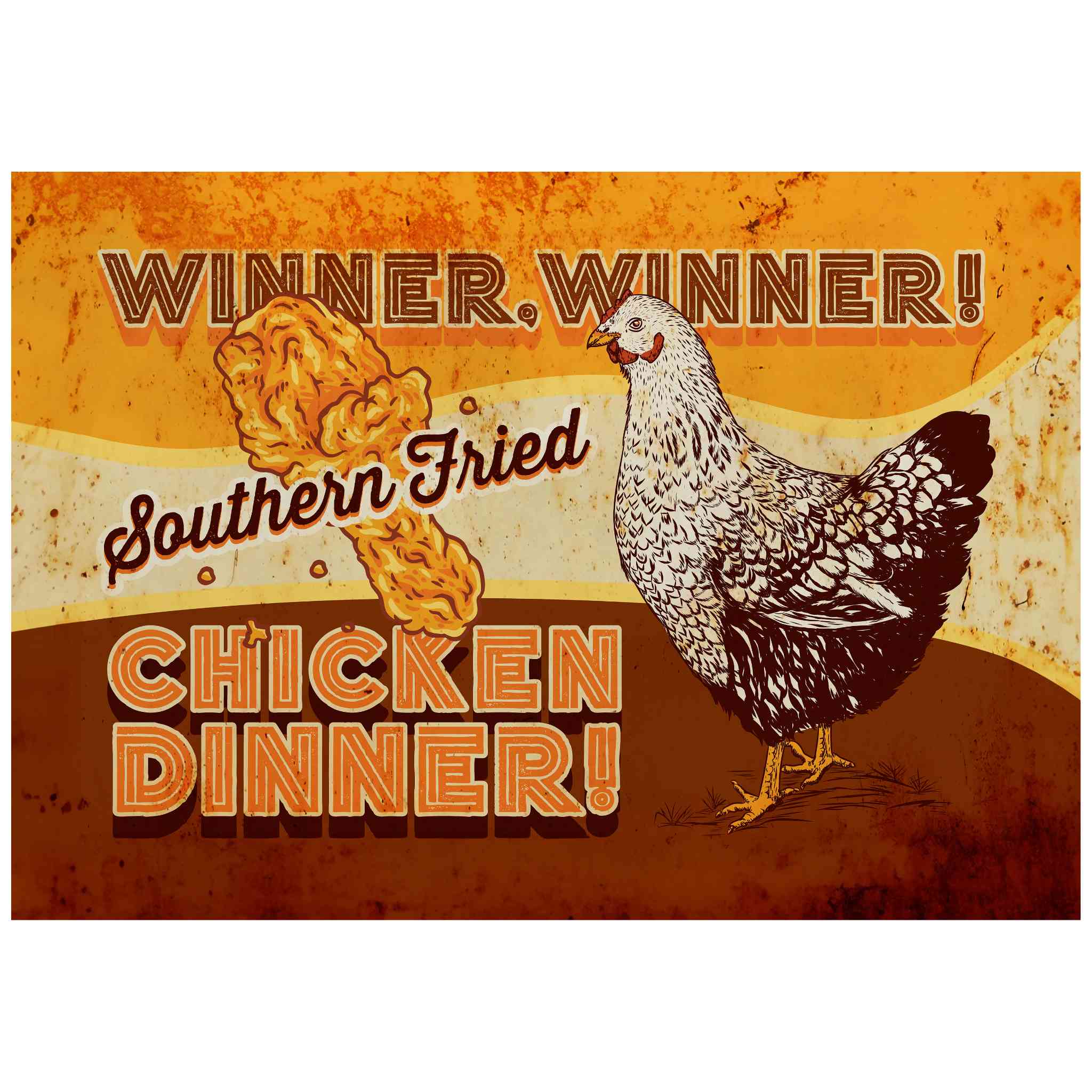 Farmhouse Kitchen Wall Decor - Winner Winner Chicken Dinner - Canvas Sign